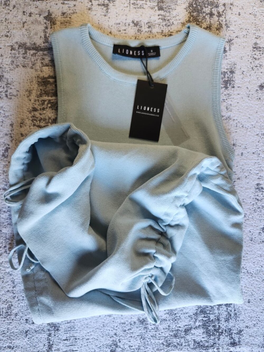 Lioness Light Baby Blue Racerback Tank Dress Ruched Sides + Hem NWT Sz 4